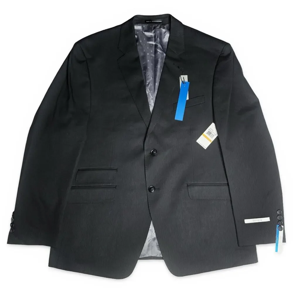 Perry Ellis Portfolio Mens Blazer 44S Slim Fit Black Shadow‎ Cord NWT